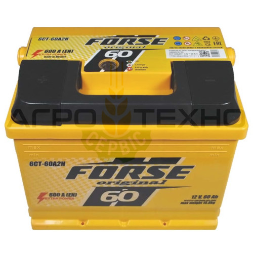 Forse 60 Ah 600 A L+ (лівий плюс) / 6CT-60A2H Forse 60 Ah 600 A L+ (лівий плюс) / 6CT-60A2H