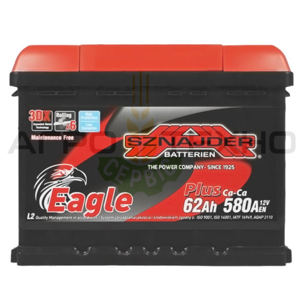 SZNAJDER 62Аh 580A R+ (правий плюс) / Eagle Plus SZNAJDER 62, акумулятор SZNAJDER 62Аh, купити акумулятор SZNAJDER 62, акумулятор 62 переяслав, купити акумулятор 62 в Переяславі