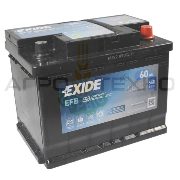 Exide 60, Exide 60 EFB, Exide EL600, EL600 Exide, купити акумулятор Exide, Exide Переяслав, купити акумулятор Exide 60, Exide 60 640