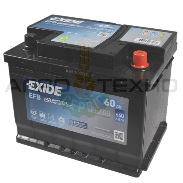 Exide 60, Exide 60 EFB, Exide EL600, EL600 Exide, купити акумулятор Exide, Exide Переяслав, купити акумулятор Exide 60, Exide 60 640
