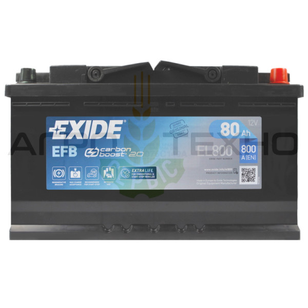 Exide 80Ah 800A EFB / EL800 Exide 80, Exide 80 EFB, Exide EL800, EL800 Exide, купити акумулятор Exide, Exide Переяслав, купити акумулятор Exide 80, Exide 80 800