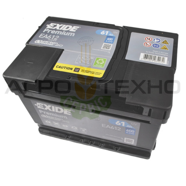 Exide 61Ah 600A Premium / EA612 Exide 61, Exide 61 Premium, Exide EA612, EA612 Exide, купити акумулятор Exide, Exide Переяслав, купити акумулятор Exide 61, Exide 61 600