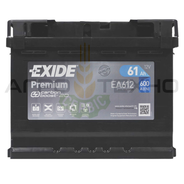 Exide 61Ah 600A Premium / EA612 Exide 61, Exide 61 Premium, Exide EA612, EA612 Exide, купити акумулятор Exide, Exide Переяслав, купити акумулятор Exide 61, Exide 61 600