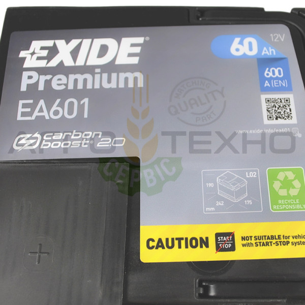 Exide 60Ah 600A Premium / EA601 Exide 60, Exide 60 Premium, Exide EA601, EA601 Exide, купити акумулятор Exide, Exide Переяслав, купити акумулятор Exide 60, Exide 60 600
