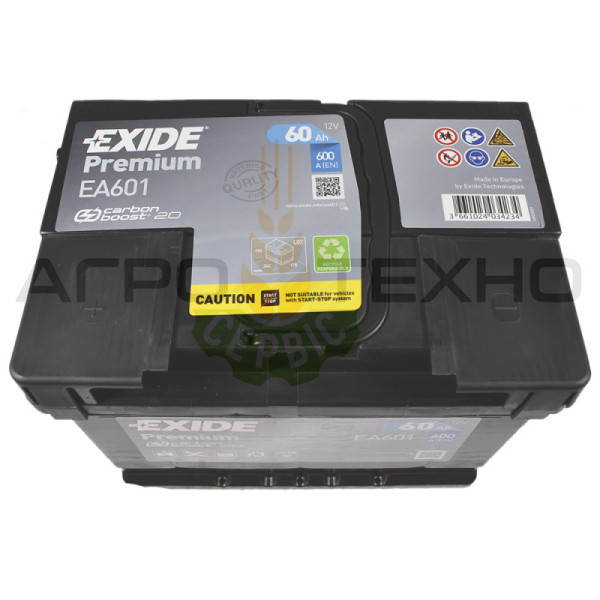 Exide 60Ah 600A Premium / EA601 Exide 60, Exide 60 Premium, Exide EA601, EA601 Exide, купити акумулятор Exide, Exide Переяслав, купити акумулятор Exide 60, Exide 60 600