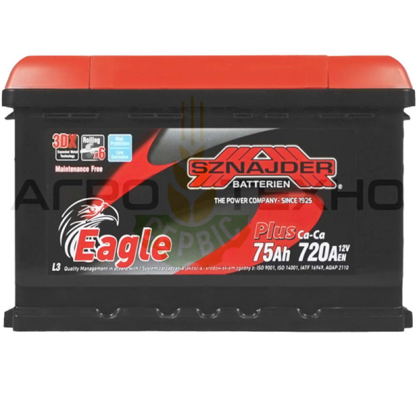 SZNAJDER 75Аh 720A R+ (правий плюс) / Eagle Plus SZNAJDER 75, акумулятор SZNAJDER 75Аh, купити акумулятор SZNAJDER 75, акумулятор 75 переяслав, купити акумулятор 75 в Переяславі