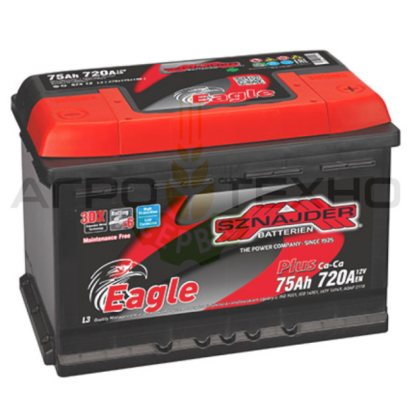 SZNAJDER 75Аh 720A R+ (правий плюс) / Eagle Plus SZNAJDER 75, акумулятор SZNAJDER 75Аh, купити акумулятор SZNAJDER 75, акумулятор 75 переяслав, купити акумулятор 75 в Переяславі