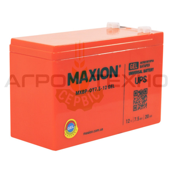 MAXION 12V 7.5Ah - Акумуляторна батарея / GEL Акумулятор 12-7, акумулятор 12V 7.5Ah, акумулятор для обприскувача, купити акумулятор в обприскувач, акб 12V 7.5Ah, MAXION 12V 7.5Ah GEL