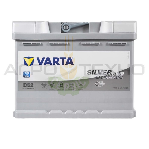 Varta 60 Ah 680 A AGM / D52 Varta 60 AGM, акумулятор Varta 60 AGM, Varta D52, акумулятор Varta D52, купити акумулятор Varta D52, акумулятор Varta D52 купити, Varta 60 AGM купити, купити акумулятор Varta 60 AGM