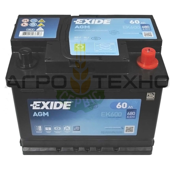 Exide 60Ah 680Exide 60Ah 680A AGM / EK600A AGM / EK600 Exide 60 AGM, Exide EK600, EK600 Exide, купити акумулятор Exide, Exide Переяслав, купити акумулятор Exide 60, Exide 60 680